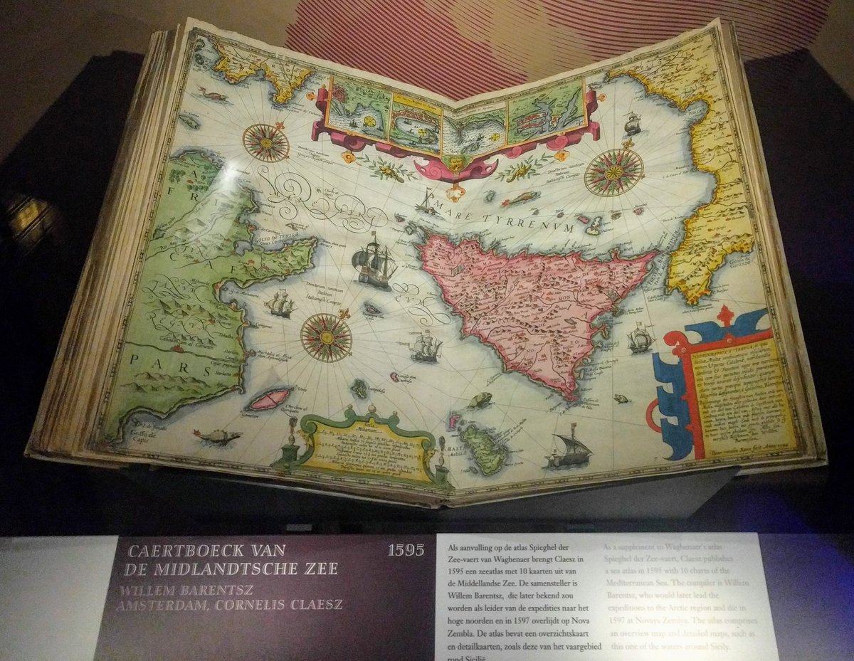 Beautiful color atlas from 1595 at the Maritime museum in #Amsterdam. Amazing collection. <a href="/schpvrtmsm/">Het Scheepvaartmuseum</a>