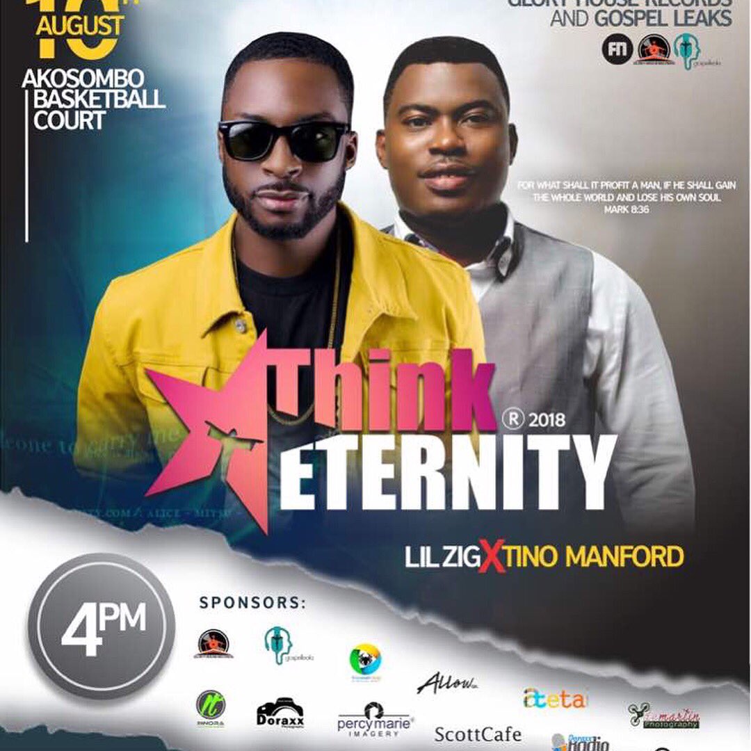 We flooding the streets of Akosombo this 10th August 🔥🔥👌🏽 Fiumen Music In collaboration with @gloryhouserecords <a href="/gospelleaks/">gospelleaks</a> 🙌🏾 <a href="/lilzigintown/">acid rain ent.</a> <a href="/tinomanford/">Tino Manford</a> 💥👌🏽

#ThinkEternity