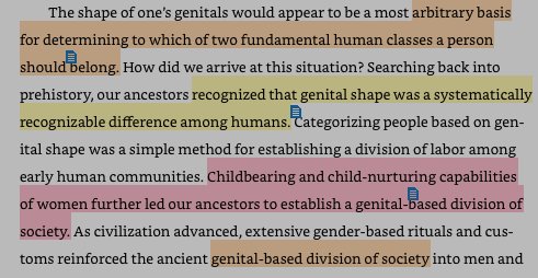 2. Childbearing may have had something to do with this. But that only became relevant after the evil discriminators made an arbitrary genital-based classification. And after the division of labour?????