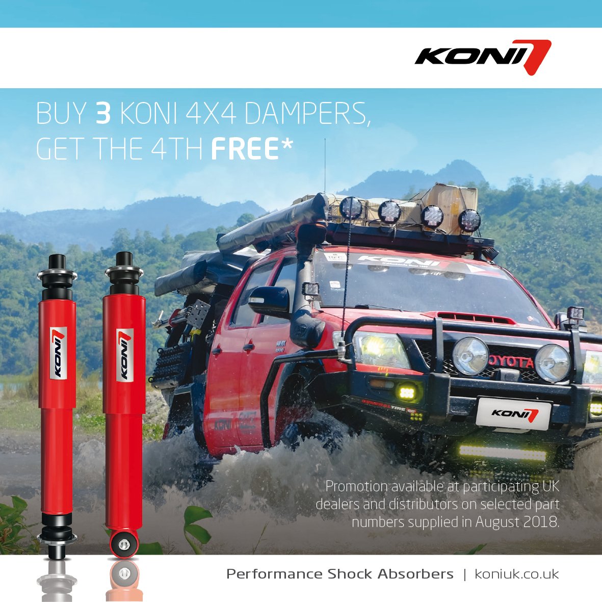 zurl.co/9ooZ2 

For a limited time, get 4 <a href="/koni_uk/">Koni UK</a> shocks for the price of 3 from Devon 4x4.
Unrivalled performance and an unbeatable price!

#4x4 #suspension #overland #performance