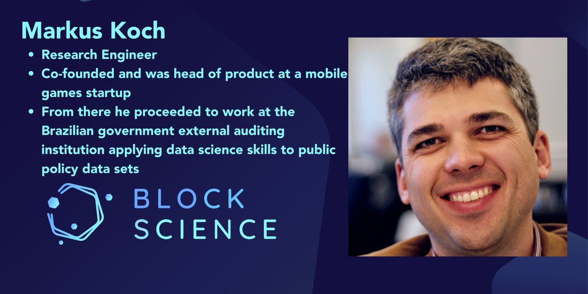 block_science's tweet photo. For this #teamtuesday we are highlighting one of our research engineers  @markusbkoch!! #BlockScience #blockchain #tokenengineering https://t.co/PowAgiaHCJ