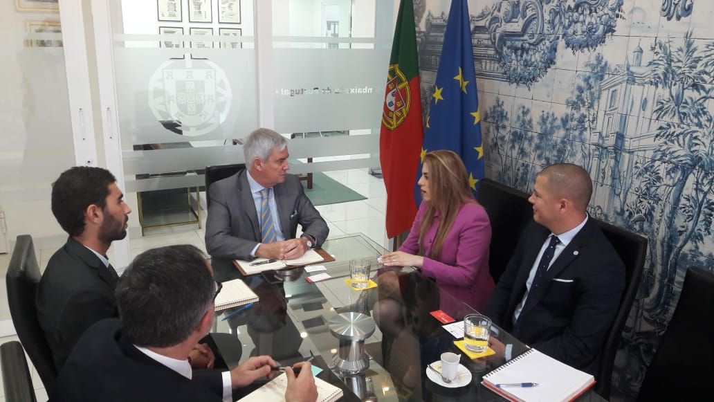 Equipo de #PETROPAN2018 en renunión con S.E. Pedro Pessoa, Embajador de Portugal y Vítor Sobral, Consejero