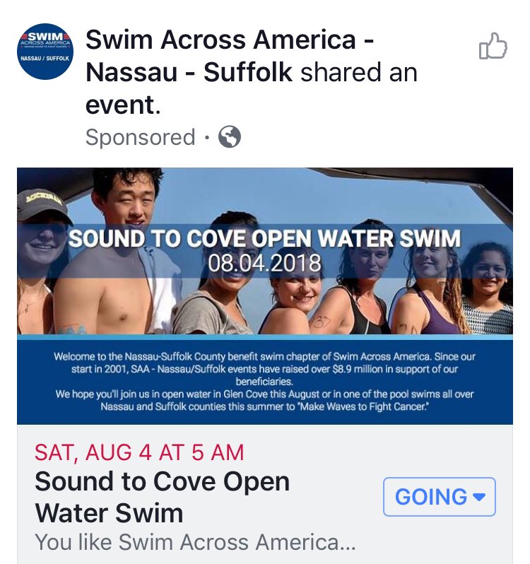 Join us or donate to “Sound to Cove Swim Across America Open Water Swim” - Saturday August 4th swimacrossamerica.org/ns