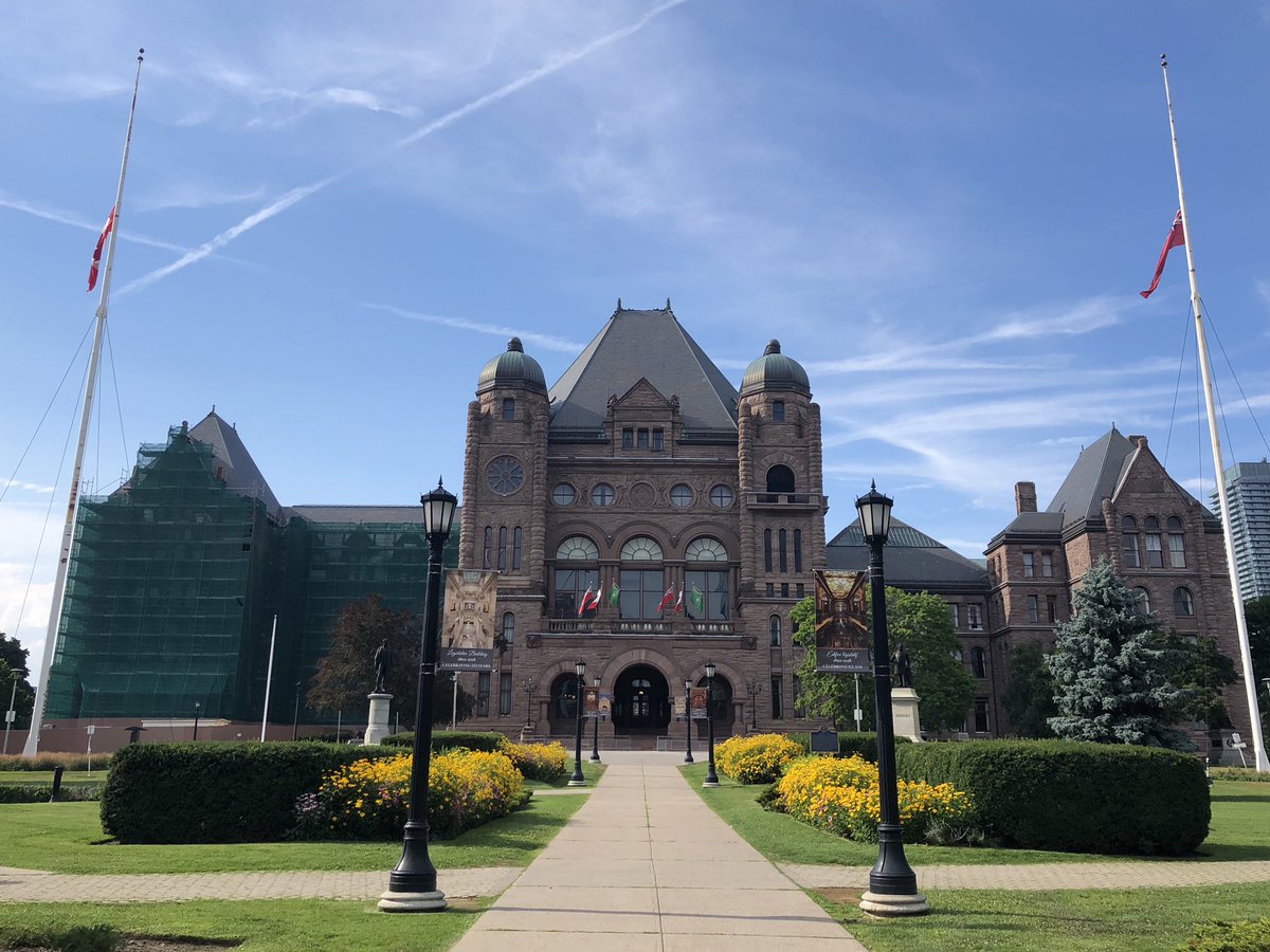 fordnation's tweet photo. Provincial flags at government buildings across the city of Toronto will be flown at half-mast to honour the victims of Sunday night's tragic events in Toronto. #DanforthStrong #TorontoStrong https://t.co/zWS0Y4zJZz