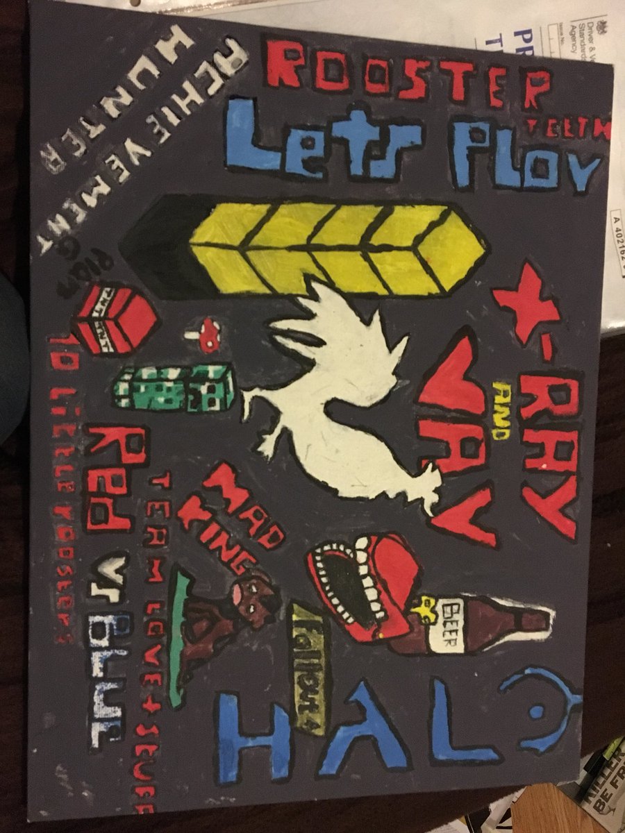 About 3 years ago I made this and only just found the confidence to post it. Even looking at it now I see a lot of problems but this is one the first canvas painting I ever did. Been a fan for absolutely ages absolutely love it. <a href="/AchievementHunt/">AchievementHunter</a> <a href="/RoosterTeeth/">Rooster Teeth</a>