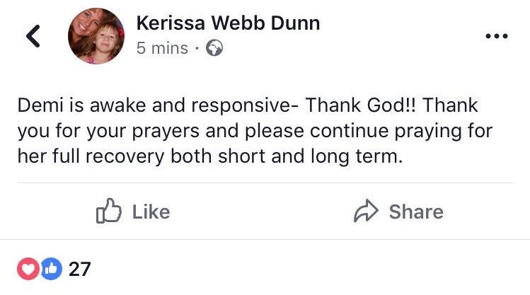 DemiTourCentral's tweet image. Demi’s aunt has confirmed that she is “awake and responsive”. #PrayForDemi