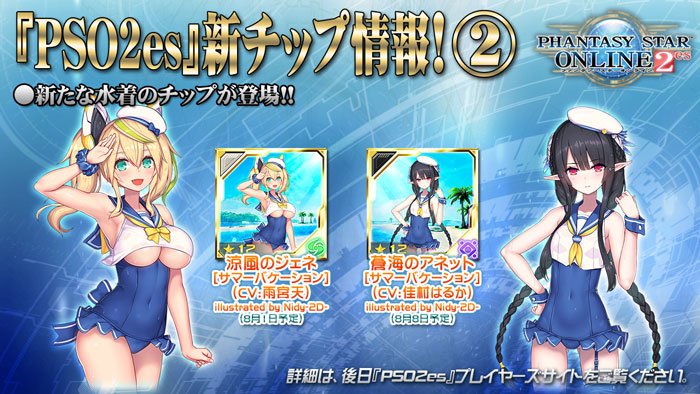 PSO2es』新チップ情報その2です！新たな水着のチップが登場！「涼風の