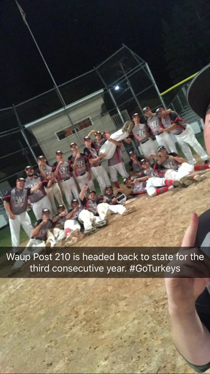 Waupun Post 210 punches the last remaining ticket to the Class A state tournament. They beat Horicon 12-2 to win a third straight regional title (via @bbille88)