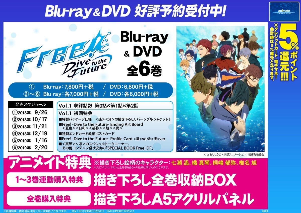 Free! 2期　特典　収納BOX付き　dvd 全巻セット　アニメ Free! DVD全巻セット 収納box付き Free! 2期 特典 収納BOX付き dvd