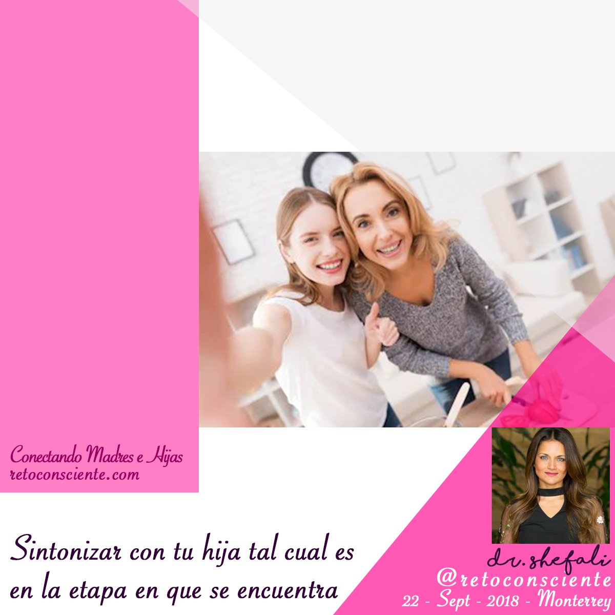 drshefalimexico's tweet photo. Atrévete a vivir esta experiencia junto a tu hija adolescente, de la mano de Shefali 💞
¿Qué puedo lograr con ayuda de "Conectando Madres e Hijas"?
#RetoConsciente
https://t.co/4lbd5TuXMx
#shefalienméxico
#monterrey https://t.co/rwLEtQjstD
