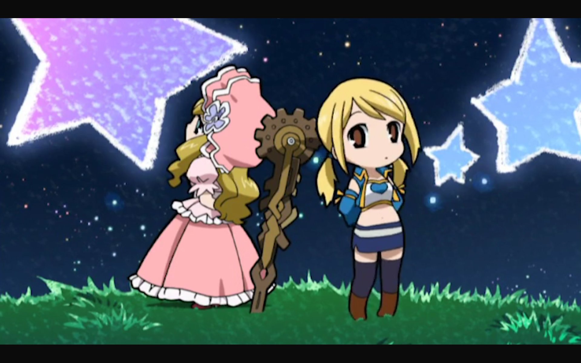 Lukiadis Abemaフェアリーテイル一挙 星空の鍵 編突入 序盤の茶番はちょいとくどいとは思いますが少年漫画原作アニオリ 真島ヒロ先生がキャラデザ等一部で監修 の中ではかなりの出来 個人的にed曲 のglitterはftのed曲の中で一番好きです Fairytale