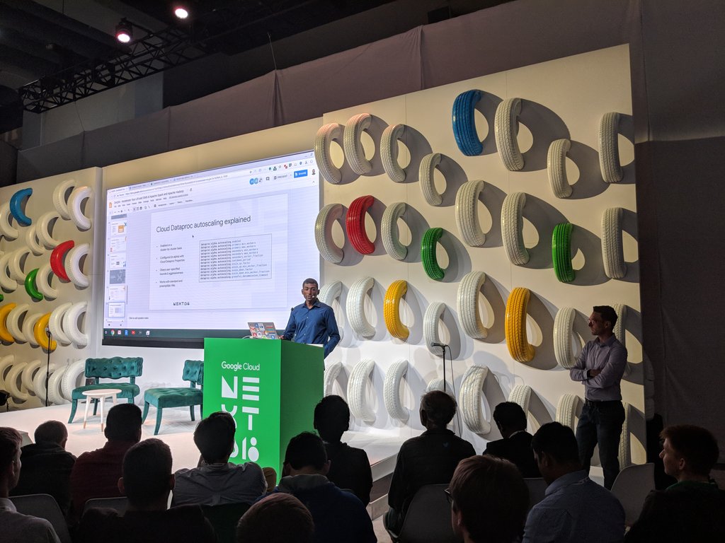 robertsaxby's tweet image. Autoscaling coming to #CloudDataproc with @chimerasaurus and Karthik Palaniappan #GoogleNext18
