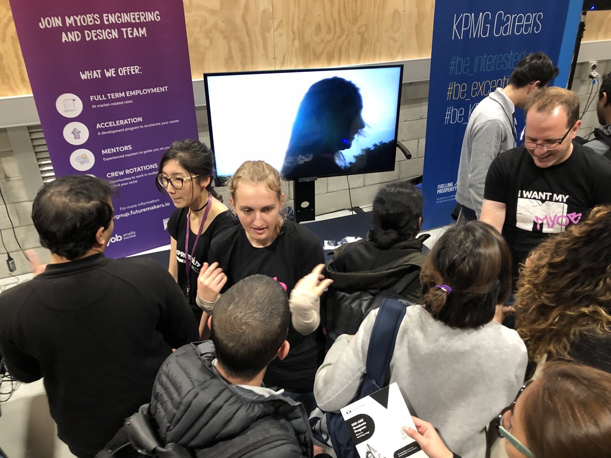 ShailanPatel's tweet photo. Jam packed at the @MYOB stand!!!

Great to see so many @AUTuni students interested in joining our @MYOBFMA 👨🏼‍🎓 👩🏾‍🎓

@MarkPearlCoZa and his protégés doing an excellent job connecting with young IT talent 👩🏼‍💻 👨🏾‍💻

#ICTENG18 #myobcareers https://t.co/XPCNGFC7e8