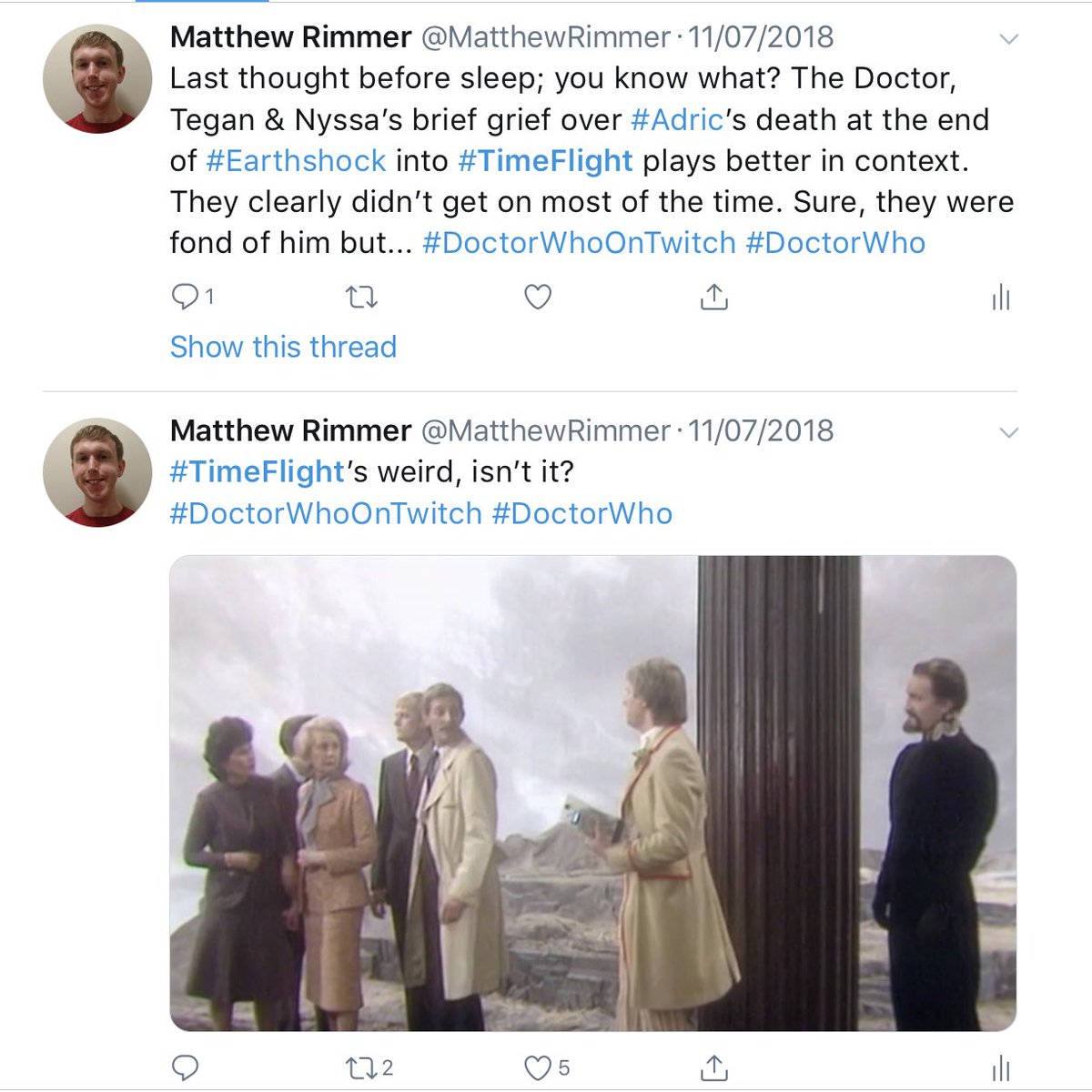 MatthewRimmer's tweet image. No, not really seemingly... See April 2009 vs. July 2018! #TimeFlight #DoctorWho #DoctorWhoOnTwitch