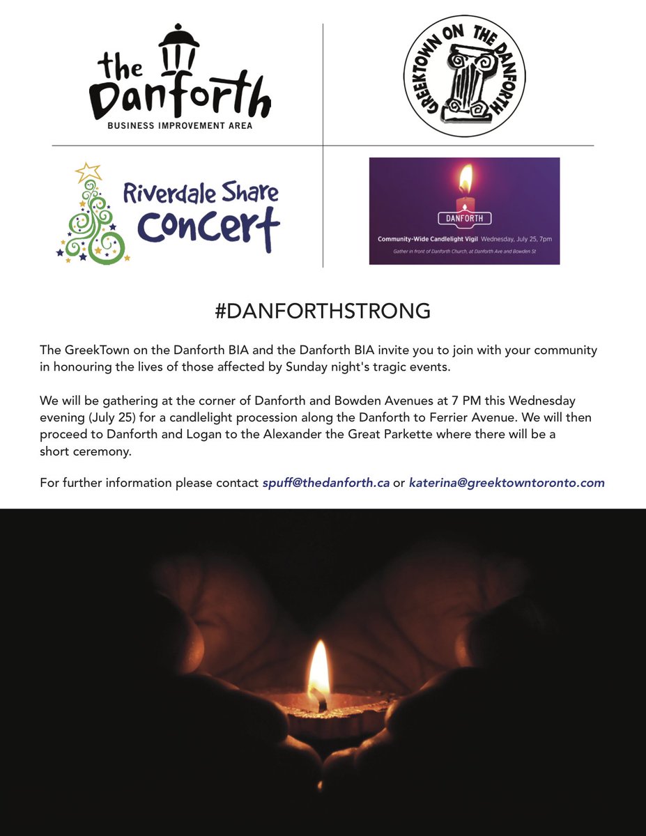 TorontosMayor's tweet photo. Please join us Wednesday night at the #DanforthStrong vigil. https://t.co/aRcpfO8Pkk