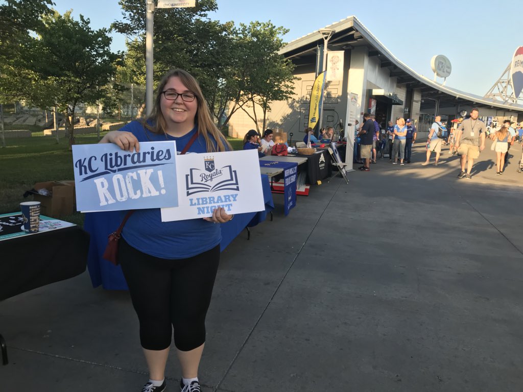 KCLibrary's tweet photo. Having fun at #LibraryNightatTheK ! ⚾️📚 https://t.co/dIkrnW3U2h