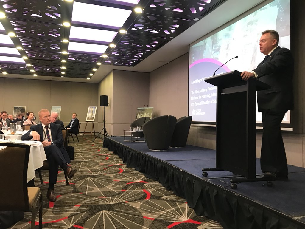 PhilipThalis's tweet photo. At the @parracity Lord Mayor’s Design Summit today, listening to presentations from #DominicSullivan from #payce and NSW Planning Minister #AnthonyRobertsmp https://t.co/1pUImqTdV5