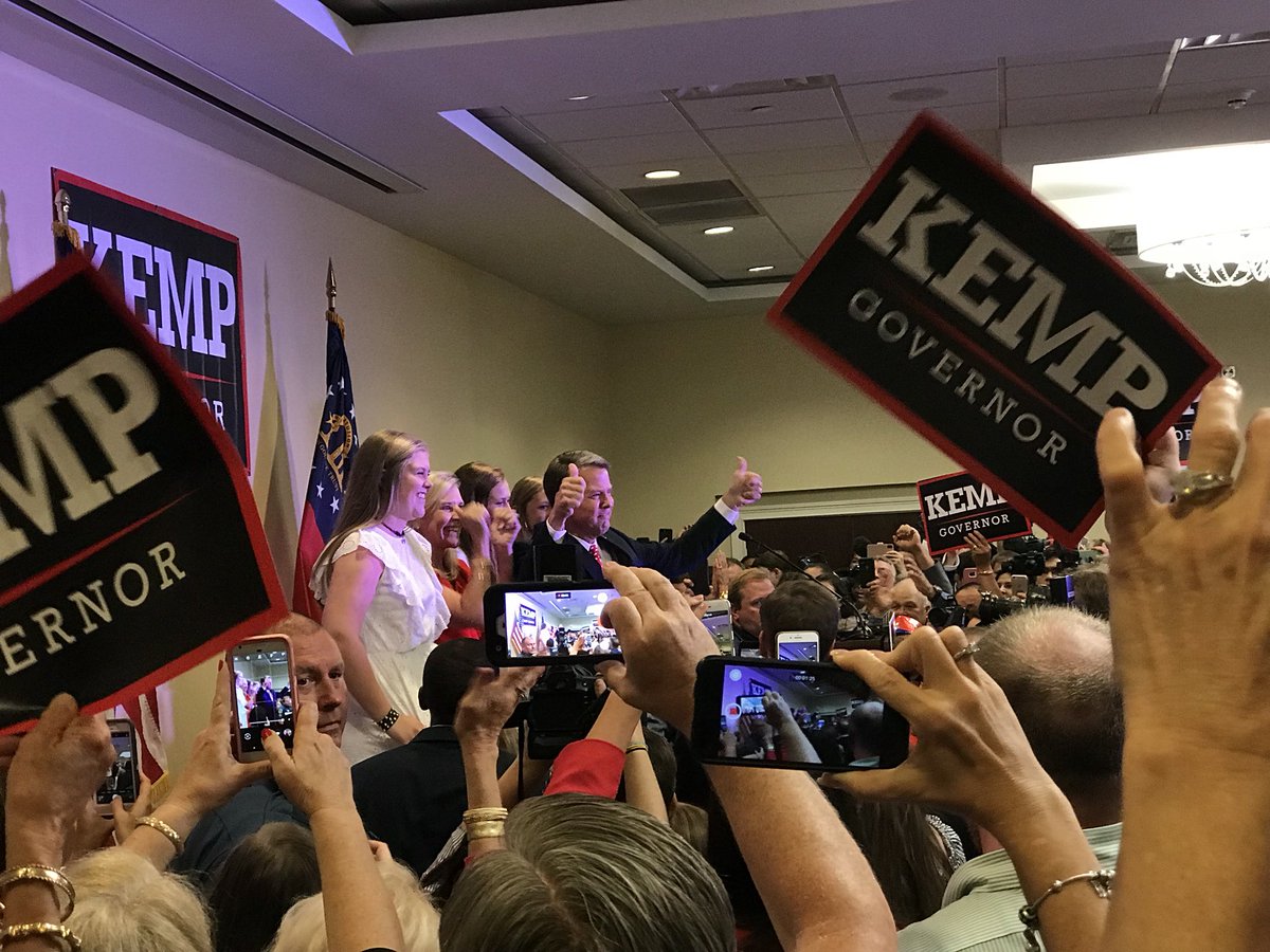 houstongaines's tweet photo. Great to be with my friend and our next governor @BrianKempGA! Congratulations to the whole Kemp family and team - a big night for Georgia. #gapol #GAGov https://t.co/DfORsHiFqE