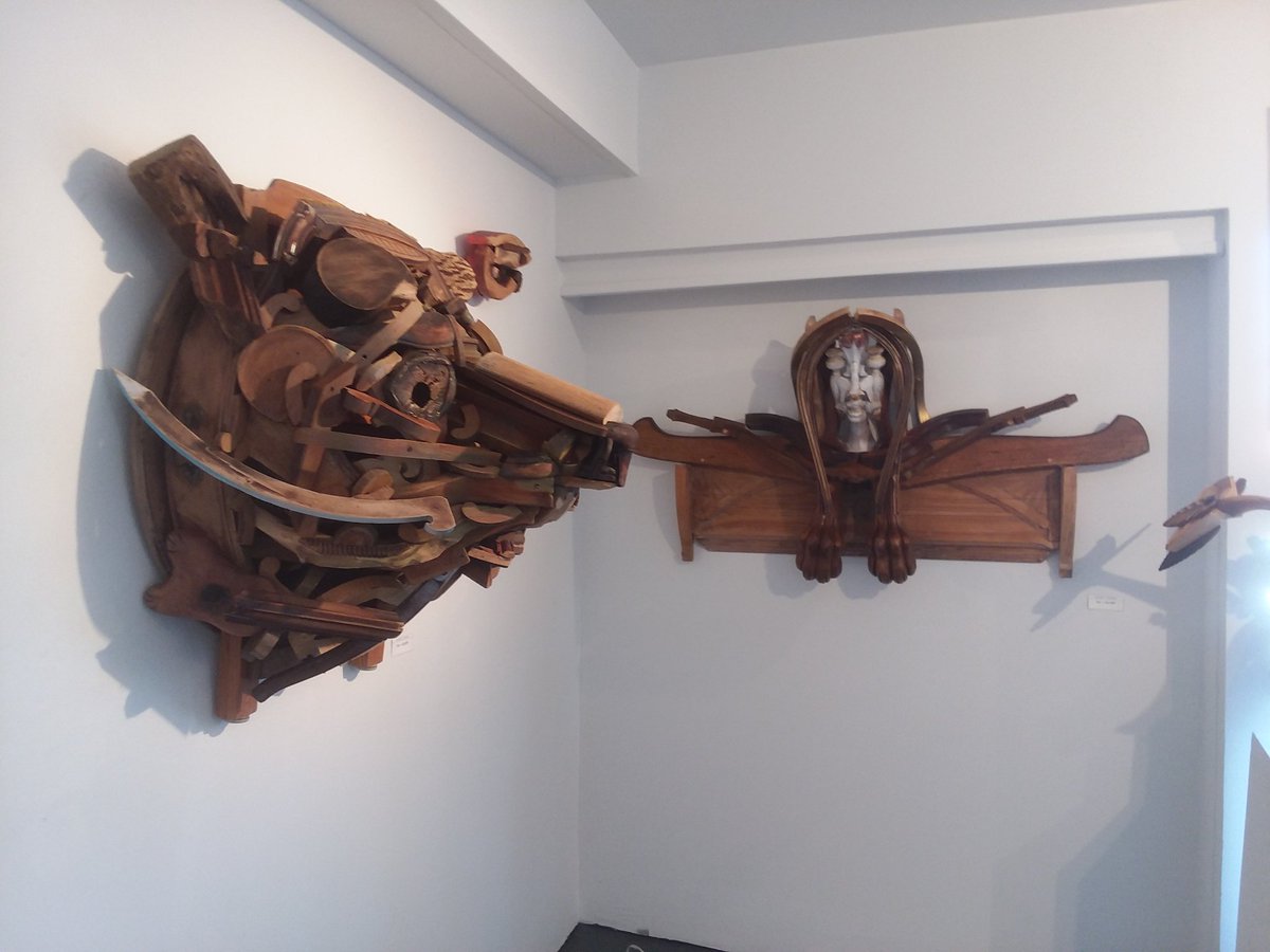 repurposed_art's tweet photo. @mattstaggs @joerogan podcast studio needs this big bear head that I made from antique furniture parts. https://t.co/H3IdunllfM