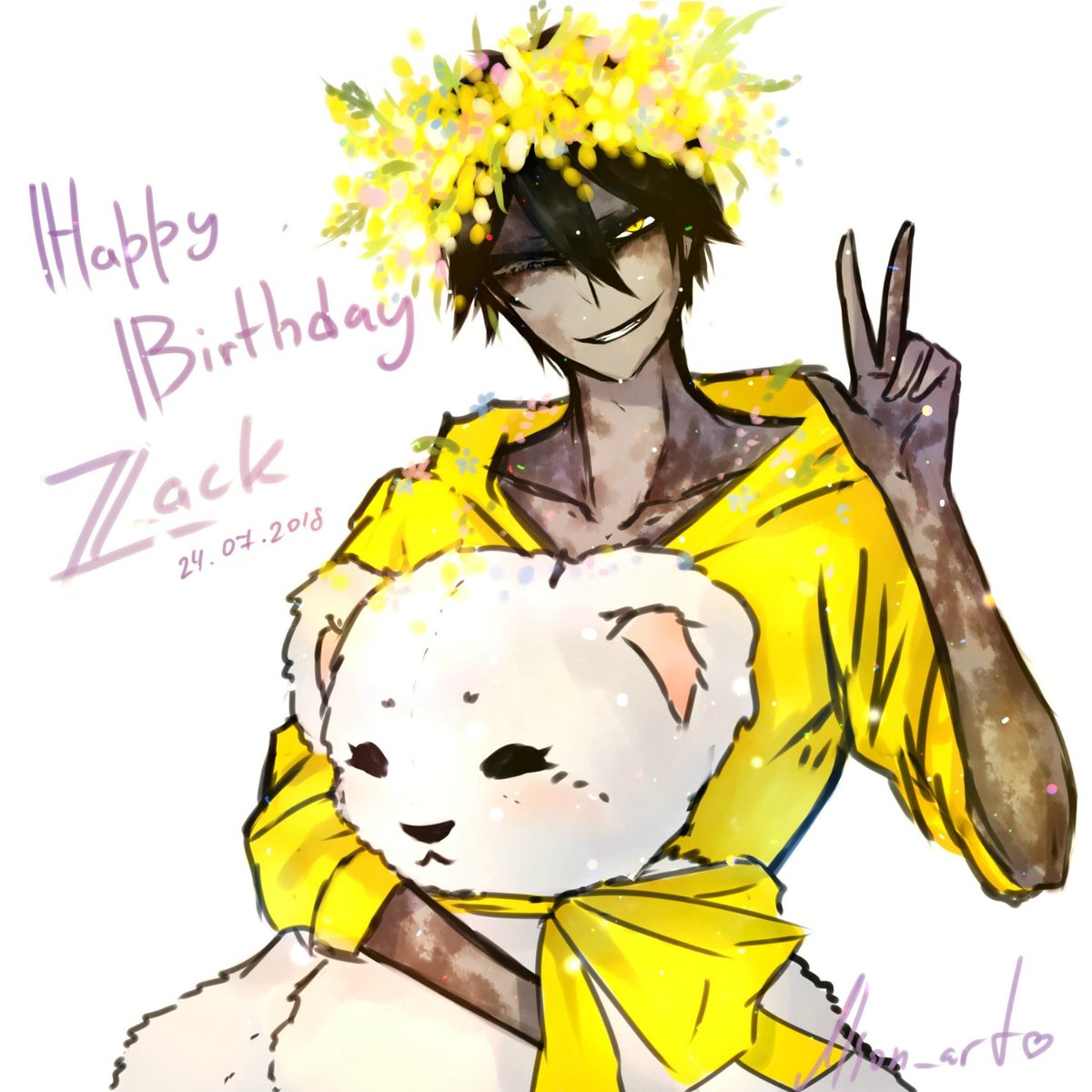 Mionart's tweet photo. Little late, but... Happy Birthday Zack💛
#angelsofdeath 
#isaacfoster https://t.co/hzXnhMUKV3
