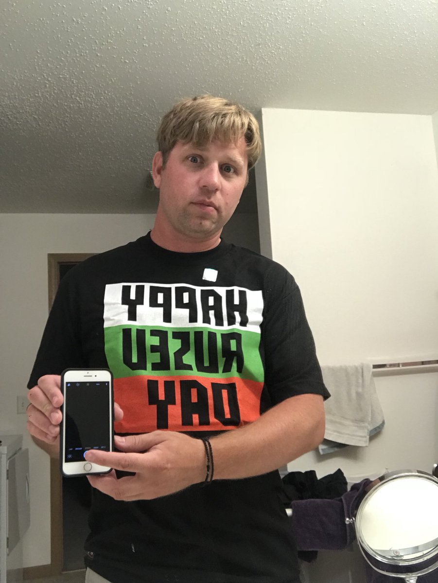 JamesBuchanan32's tweet photo. Took a while but finally my Bulgarian wife is supporting my love of professional wrestling!!! Happy Rusev Day #RusevDay @RusevBUL https://t.co/J2NCJdP3IA