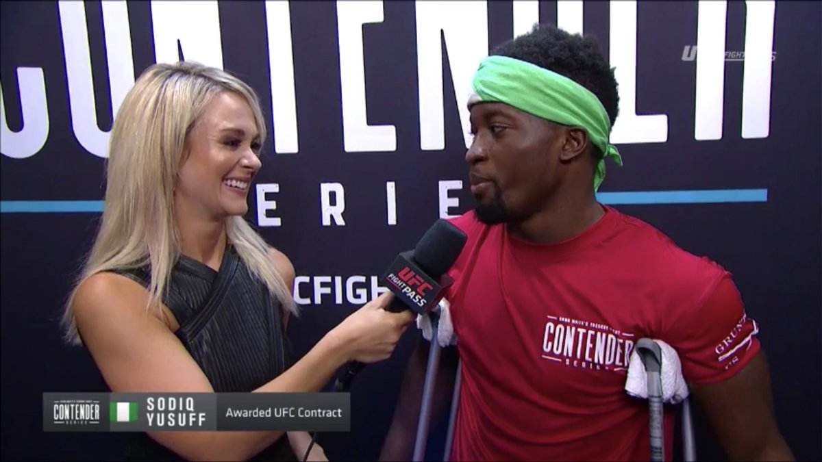 MMAmundial_'s tweet photo. “He ( @JamesVickMMA )saw my skills, once he saw those odds he couldn’t wait to get to Vegas!” @Super_Sodiq Yusuff on team mate collecting big at the sports book since Sodiq was a 3-1 underdog. #UFCcontract @UFCFightPass @ufc https://t.co/d9bCwG0KO6