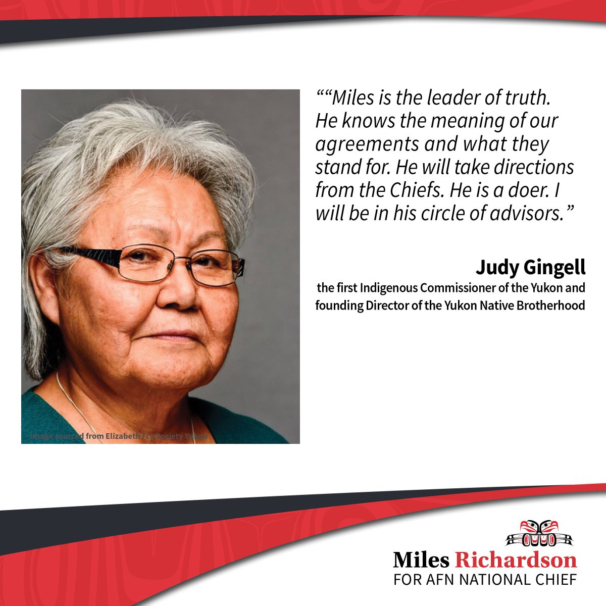 MRichardson2018's tweet photo. I am buoyed by the support of a growing number of leaders from across the country. Judy Gingell has been a steadfast leader for First Nations in the Yukon over the many decades of her career. #milesforchief #AFN #AFNAGA #yournationourfuture
https://t.co/waXjzuHsaQ https://t.co/3Y6mLINtii