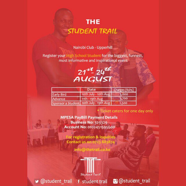 student_trail's tweet photo. Playful interaction is very necessary in any social group.Register your High school student for the most fun and interactive mentorship program from the 21st to 24th August at the Nairobi Club-Upper hill #studenttrail https://t.co/OenJ7MQCaG