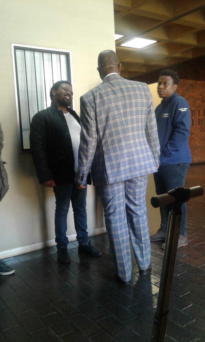 BLFmembers's tweet photo. BLF President Andile @Mngxitama and the Provincial Spokesperson of KZN Thobani @Zikalala_ outside Court 10.
#BLF26
#VoteBLF2019
#ABSAmustpay https://t.co/gH4rcQ4y5F