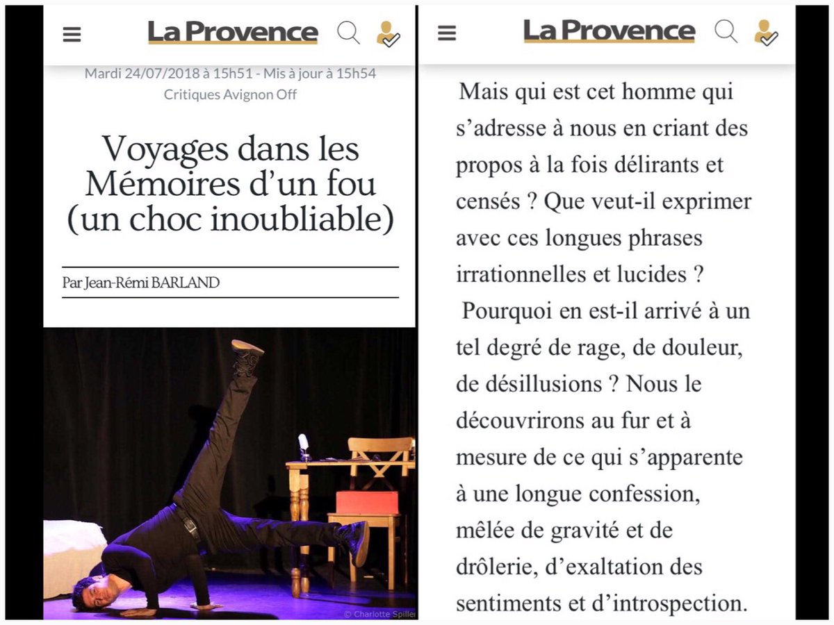 LionelCecilio's tweet image. UN CHOC INOUBLIABLE !
Merci du fond du coeur à Jean-Rémi Barland d'avoir si bien mis à l'honneur le spectacle dans @laprovence

Si vous voulez voyager avec nous, il reste encore 4 dates!

@vmfou au Théâtre des Corps Saints à 19h25 @avignonleoff jusqu'au 29 Juillet
#off18 #off2018