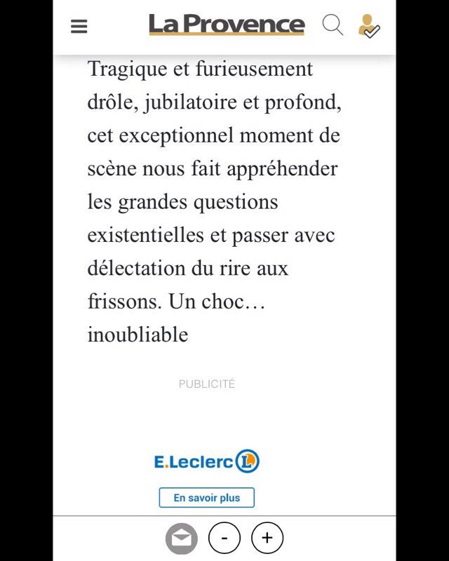 LionelCecilio's tweet image. UN CHOC INOUBLIABLE !
Merci du fond du coeur à Jean-Rémi Barland d'avoir si bien mis à l'honneur le spectacle dans @laprovence

Si vous voulez voyager avec nous, il reste encore 4 dates!

@vmfou au Théâtre des Corps Saints à 19h25 @avignonleoff jusqu'au 29 Juillet
#off18 #off2018