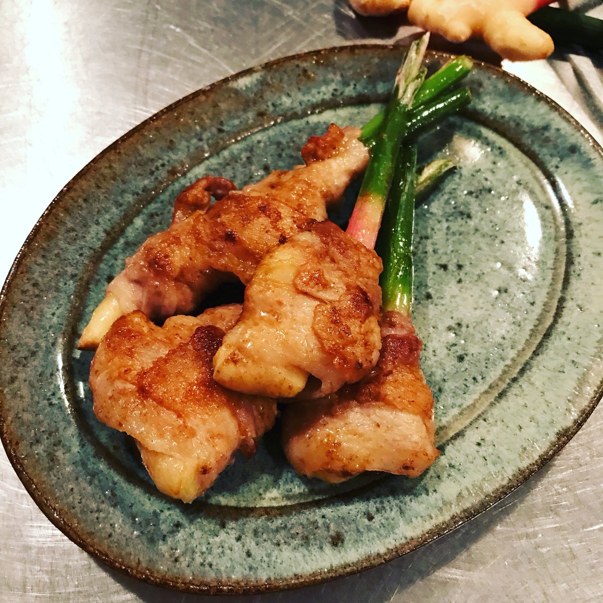 葉 生姜 肉 巻き