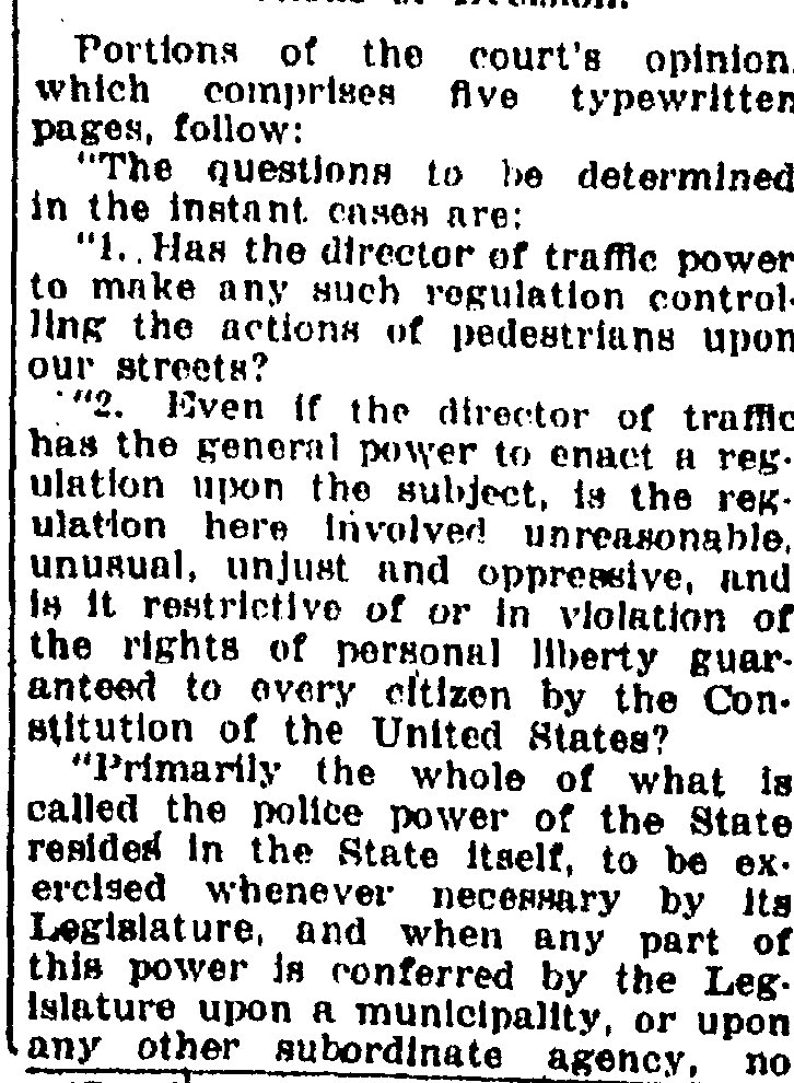 I realize many of you are thousands of tweets ahead of me, but this is my 5000th, so I want it to be special. On January 7, 1926, the Washington Evening Star reported that Judge John P. McMahon had invalidated the District's fledging "jaywalking" regulation.