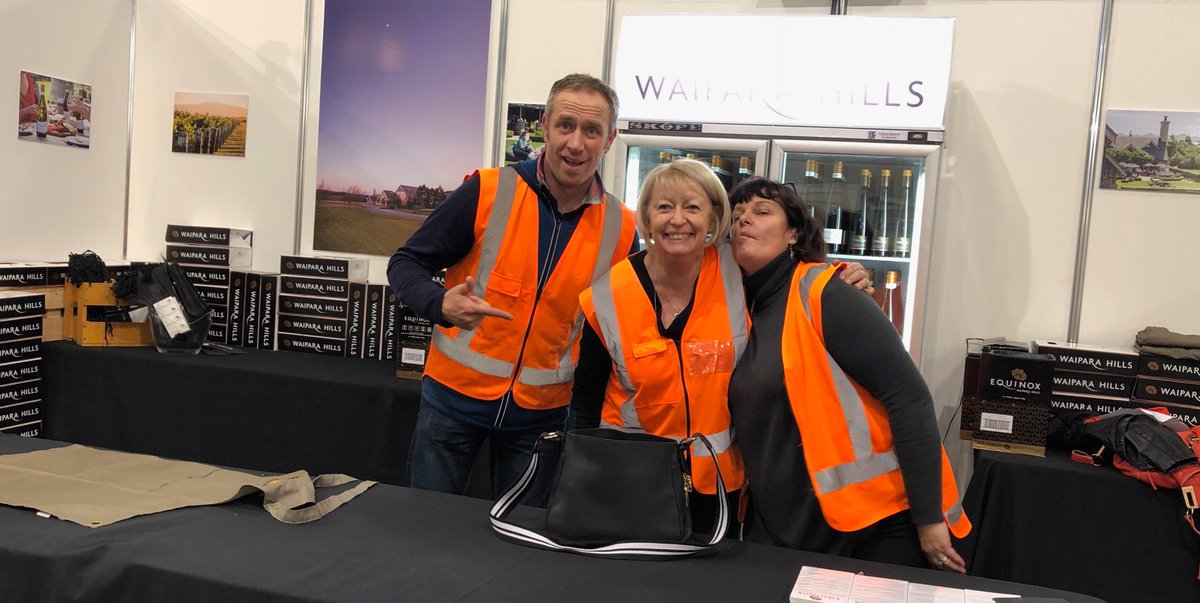 Set up silliness at ⁦<a href="/TheFoodShow/">The Food Show</a>⁩ in Auckland. All set to go tomorrow, come and visit! #perfectmatch #aromatics Delicious treats at the Neff Cooking Theatre matched to our awesome wines is a promise. #waiparavalley