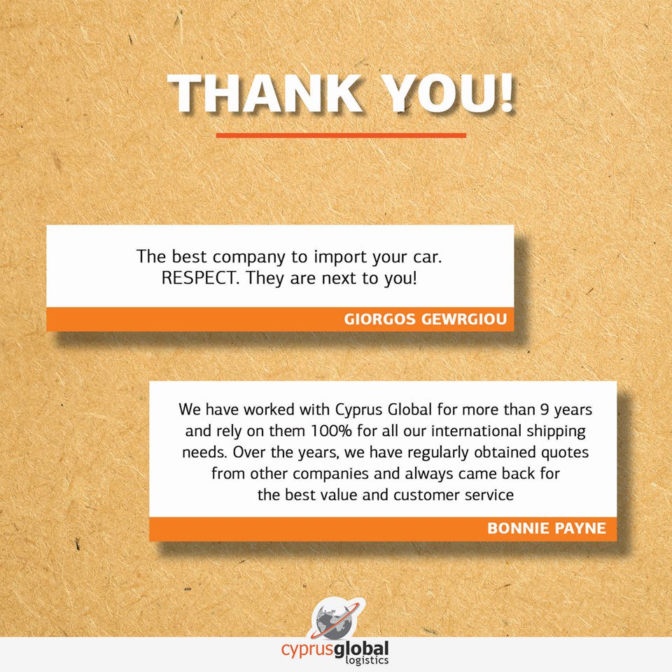 Thank you very much for your kind words! Your support helps us to be even better! 
---------------------------------
Ευχαριστούμε πολύ για τα καλά σας λόγια, η υποστήριξη σας μας βοηθά να γίνουμε ακόμη καλύτεροι! 
cyprusgloballogistics.com 
#CyprusGlobalLogistics #Transportation