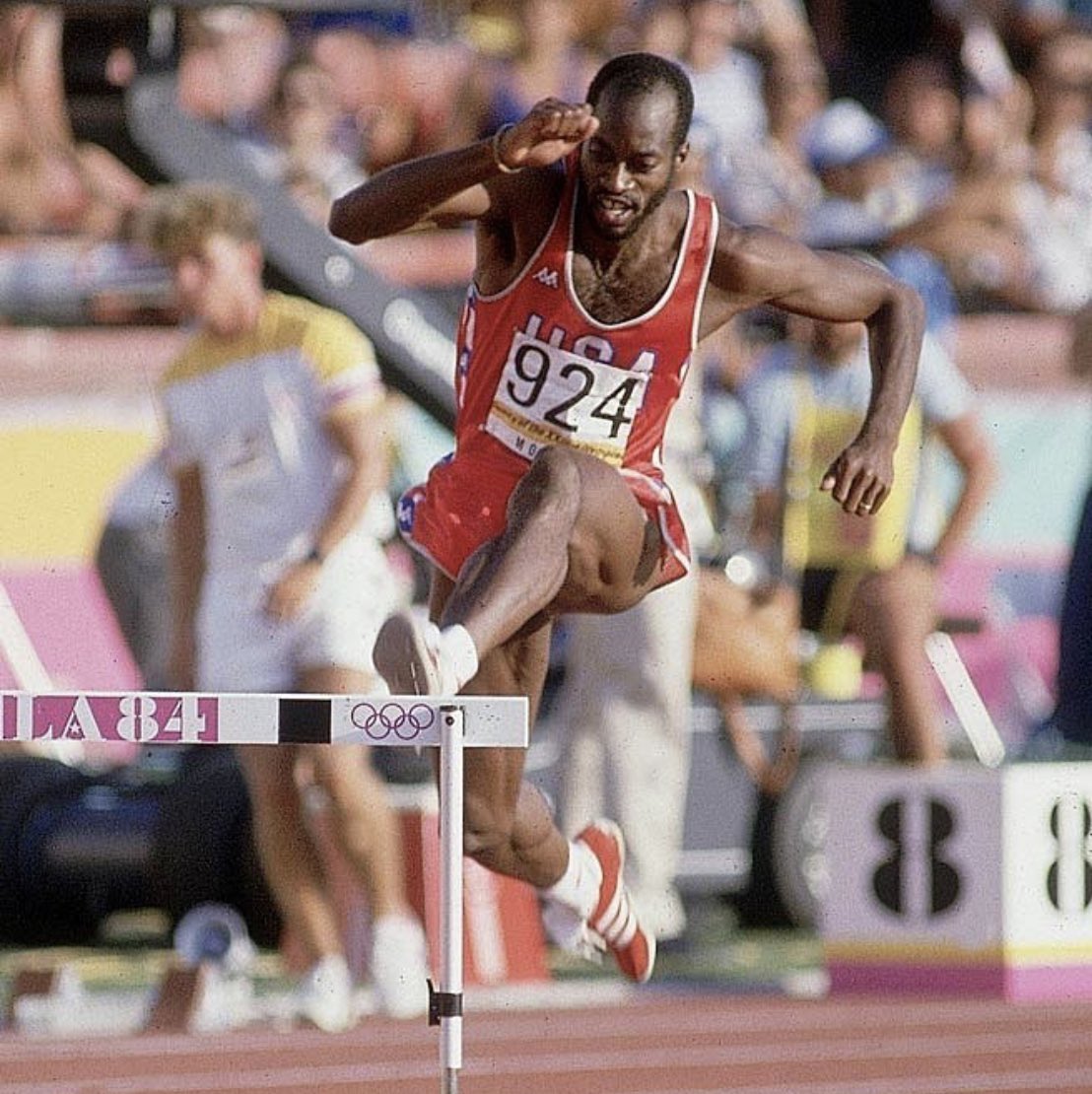 MaroonTigers's tweet photo. Olympian Edwin C. Moses on
July 23rd, 24th and 25th in 1984 at the fantabulous L.A. Memorial Coliseum at the 1984 LA Olympic Games. 

Edwin Moses ‘78 
400 meter hurdles
Prelim, semi, final.....

#OurHOUSE #MorehouseTrack #Olympian #WePlayHard https://t.co/gXQdvSi6p5