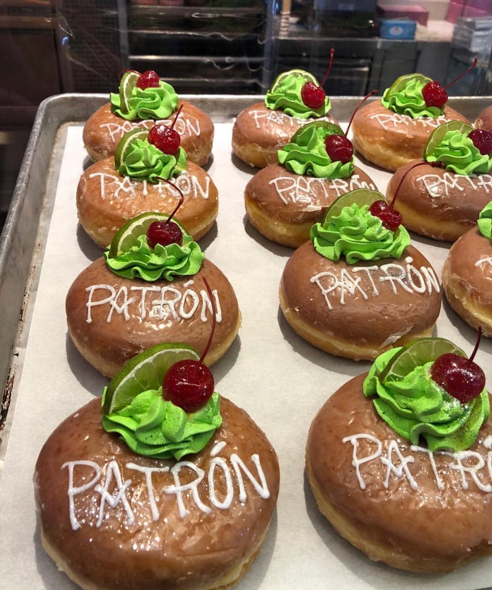 Since today is #NationalTequilaDay, we’re reminiscing on these custom #Patron doughnuts we created a while back!🍸 #PinkboxDoughnuts