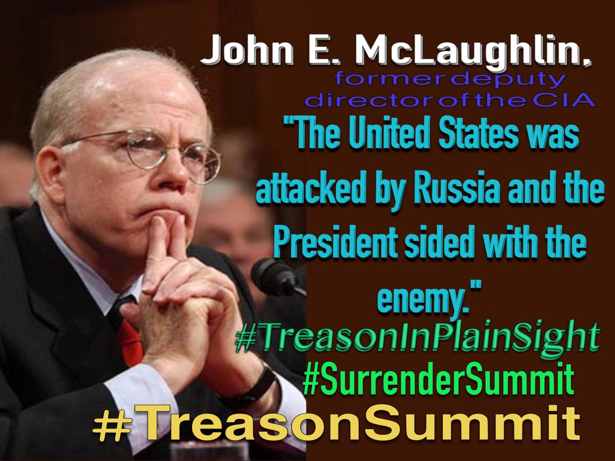 AdedapoLinda's tweet image. John E. McLaughlin, former deputy director of the CIA and I quote, "The United States was attacked by Russia and the President sided with the enemy."

#EmolumentClauseScams enabled #ActsOfWar attack by Trump’s Handler Putin
#TreasonInPlainSight by
#TreasonSurrender 
 #UsefulIdiot
