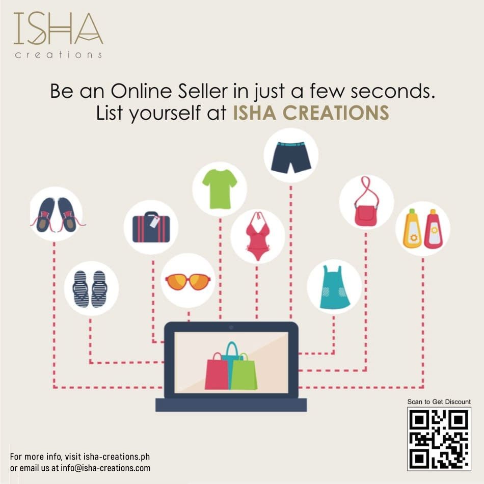 Be an Online Seller in just a few seconds. 
List yourself at ISHA CREATIONS
For more info, visit isha-creations.ph
or email us at info@isha-creations.com
#onlineshoppinginphilippines #onlineseller #vendor #ishacreations #onlineshopping #vendorsneeded #onlineshopwithisha