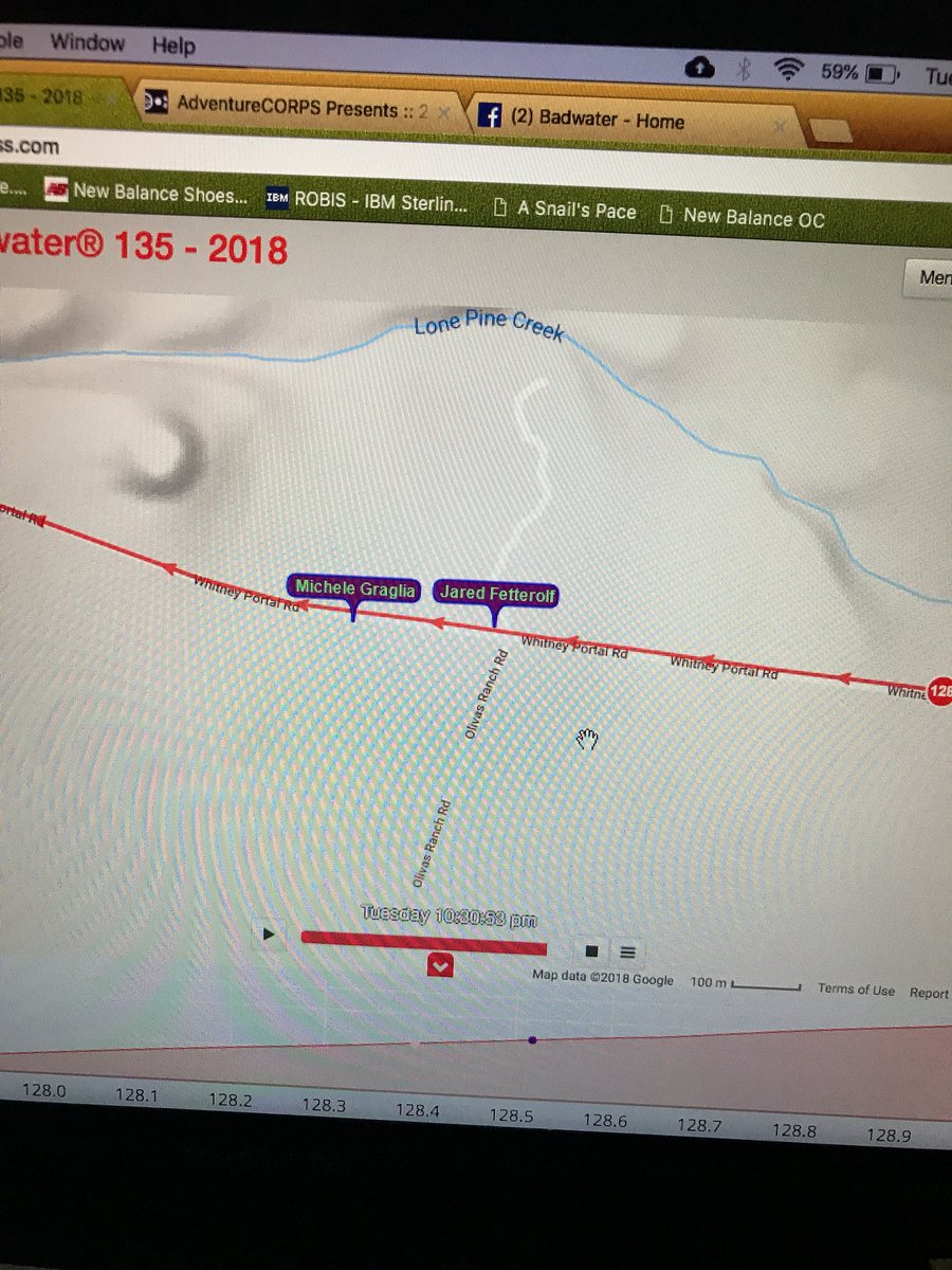 drosete's tweet image. Looks like Jared is about to pass Michele #Badwater135 @badwater