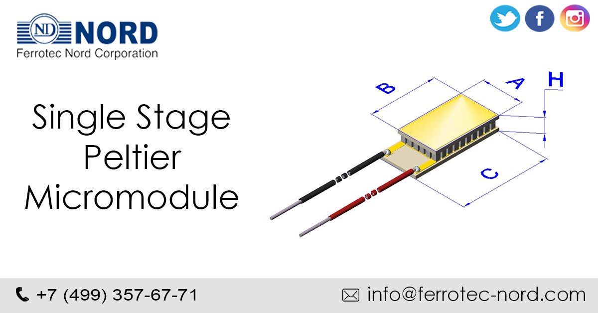 ferrotecnord's tweet photo. Single-Stage Peltier Micromodules consumes the current at Maximum Temperature Difference.
To know more click here ๐ https://t.co/McHk15qSR2
#Ferrotecnord #Efficiency #Modules #manufacturer #innovation #circuit #electronic #USA #parallelseries #technology #thane #Chicago #World https://t.co/Qf6txN1lcf
