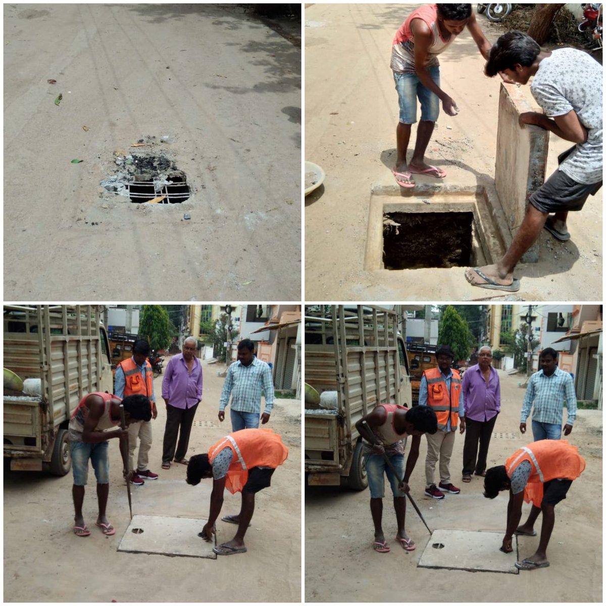 Replacement of HD -20 square catch fit cover at indira nagar ph 2in ward no4 meerpet hb colony kapra circle.<a href="/arvindkumar_ias/">Arvind Kumar</a> <a href="/DC_Kapra/">DC_Kapra</a> <a href="/EE_Kapra/">Executive Engg LB Nagar</a> <a href="/GHMCOnline/">GHMC</a> <a href="/CommissionrGHMC/">Commissioner GHMC</a> <a href="/ZC_LBNagar/">Zonal Commissioner, LB Nagar Zone, GHMC</a> <a href="/KTRTRS/">#RAMpage</a>