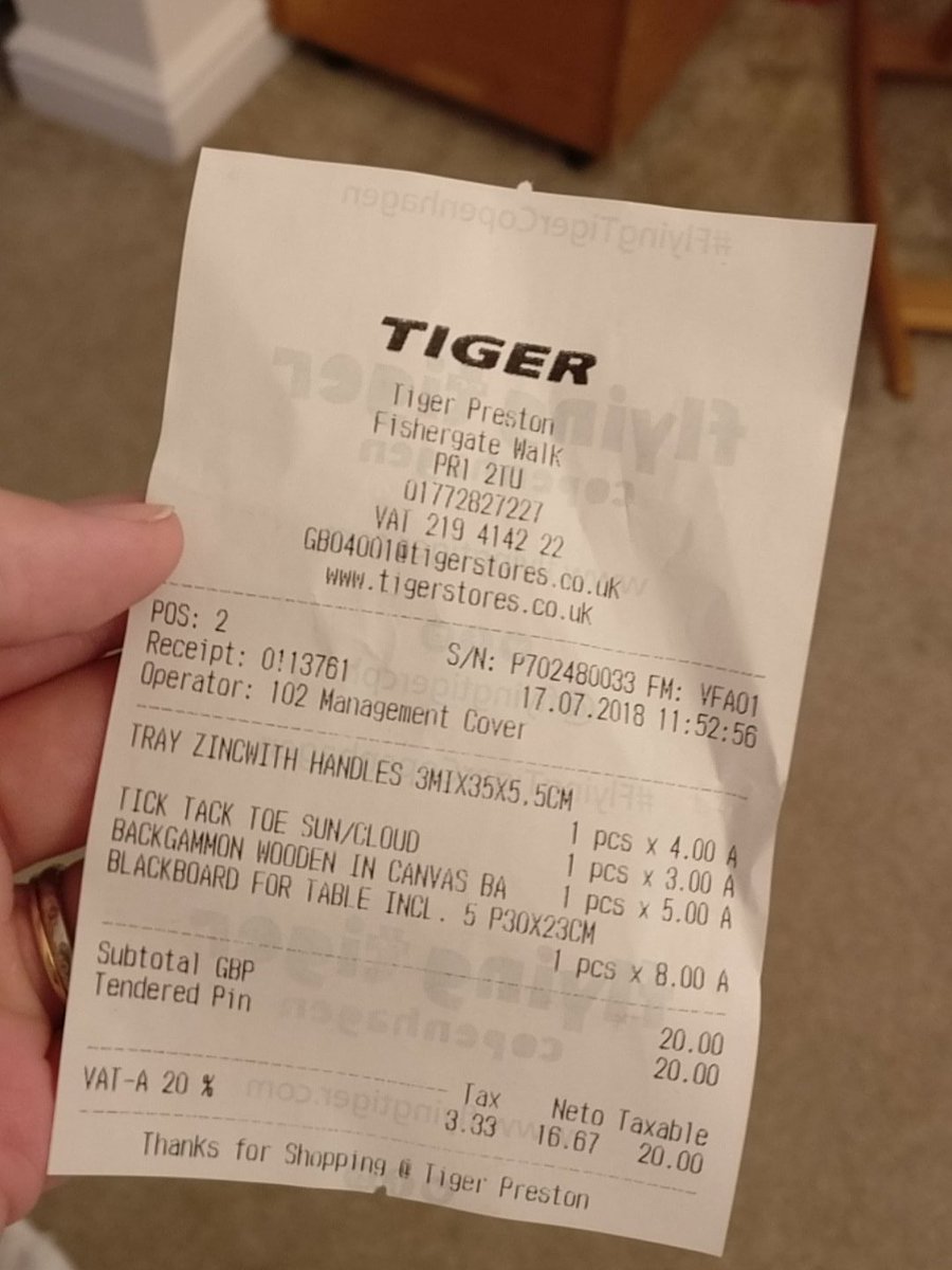 Smurfette88's tweet photo. @FlyingTigerUK I made a special journey to Preston last week to get some goodies from you and when I opened my bag yesterday, the Tic Tac Toe I paid for isn't there. I'm assuming the cashier forgot to put it in the bag. Please can you help? https://t.co/NRpWLiKmti