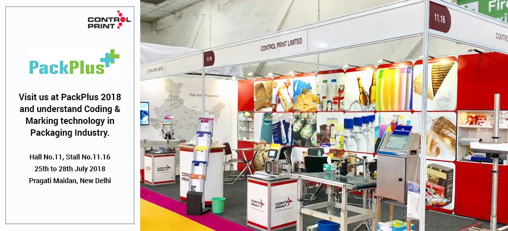 controlprintltd's tweet image. Visit us at #PackPlus2018 and understand #Coding &amp;amp; #Marking technology in #Packaging Industry. 
Hall No.11, Stall No.11.16, 25th to 28th July 2018, Pragati Maidan, New Delhi
