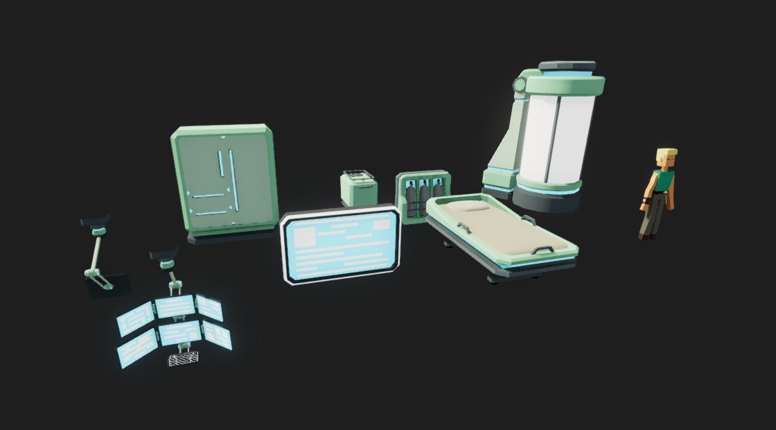 Meshtint's tweet photo. Some props to populate your sci fi medical room scene #gamedev #indiedev #cubeseries https://t.co/39LkEpPKrK