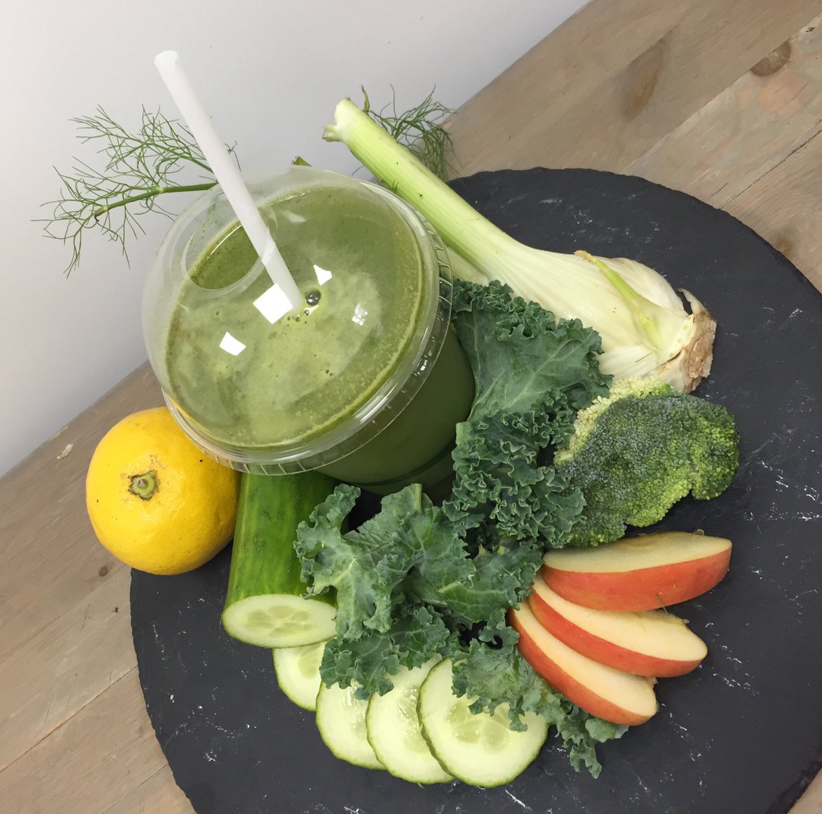 CowdrayExpress's tweet photo. Get #green! Cucumber, fennel, broccoli, lemon, kale and apple #freshly made #juice. #juicing #vegan #veganjuice #fresh https://t.co/u7NrNkCzYN
