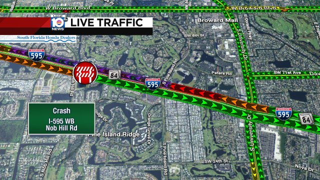 Crash has I-595 WB CLOSED approaching Nob Hill Rd #traffic Alt: SR-84 https://t.co/OlSpwWMn4e