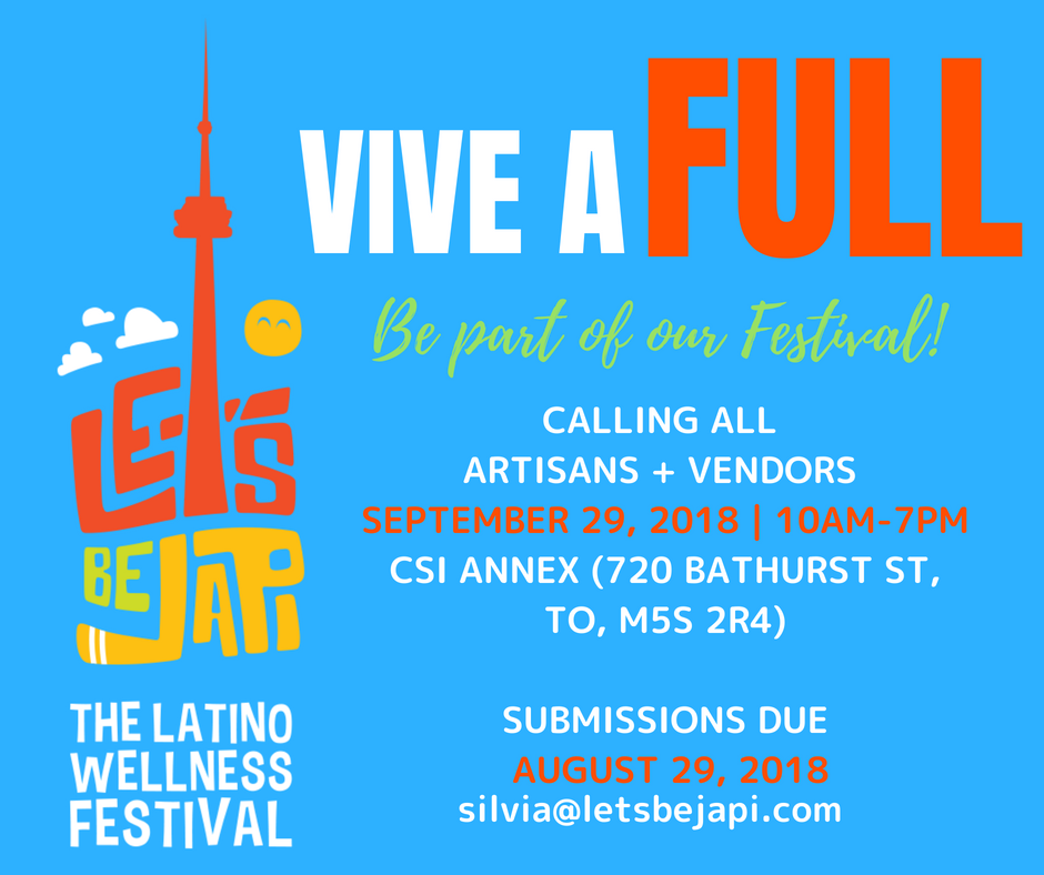 bejapito's tweet photo. Hi!
We're back!
#Toronto, be part of our #Latino #wellness #festival, on September 29th, at @centreofsocial
#ViveAFull #LetsBeJapi https://t.co/smDNjtLSAP