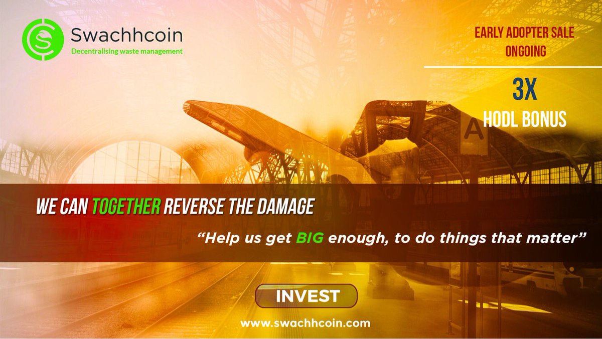 swachhcoin's tweet photo. #TokenSale is LIVE.⭕️
Join the Waste #Revolution where #waste will be treated as never before.

Claim 2️⃣5️⃣% #discount for the last 5️⃣days.
https://t.co/jfoKoxtpd8

#HODL for 6 months ➡️ GET 3x #BONUS #TOKENS

Help us get BIG enough, to do things that matter. 🙏🏻🙏🏻 https://t.co/aikogutabb