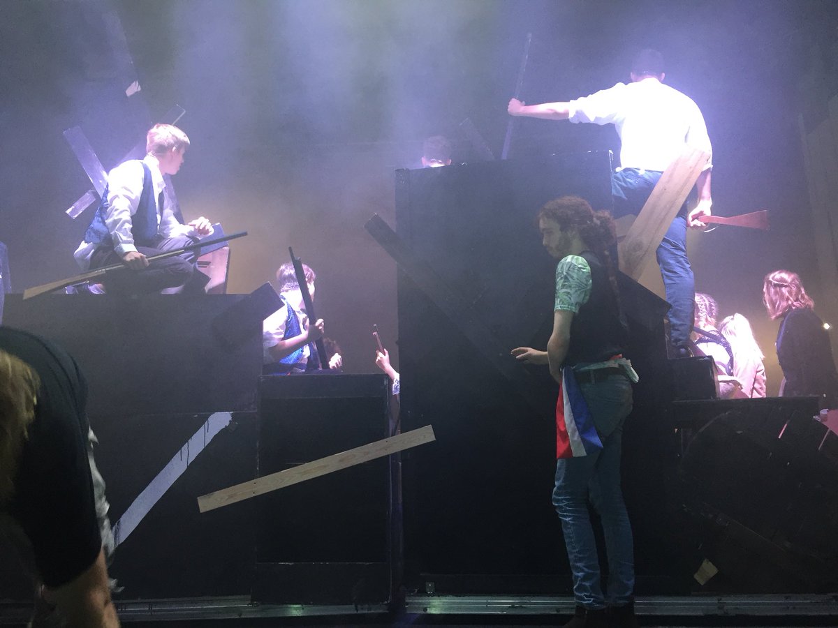 production_brad's tweet photo. Les mis is now over. Was such a good show to work on. Gonna miss working with the crew and drill hall staff. Now to prepare for uni @BackstageAcad can’t wait. #BelongBackstage https://t.co/05l59k1ViM